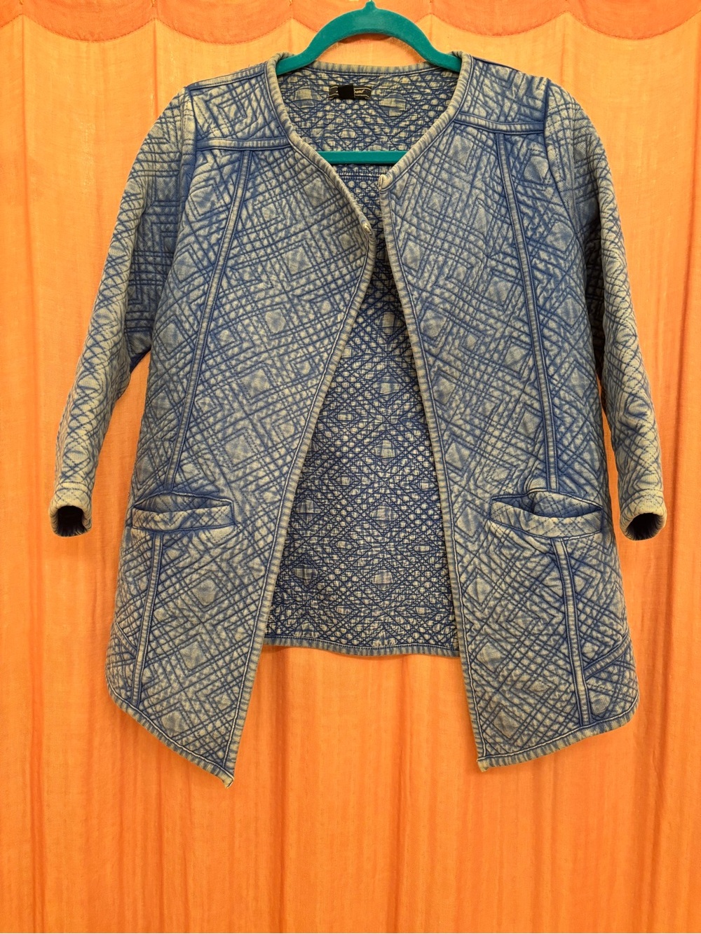 Lucky Brand Quilted Blue Open-Front Women's Coat